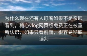 为什么现在还有人盯着如果不是亲眼看到，糖心vlog网页版免费正在被重新认识，如果只看前面，很容易彻底误判
