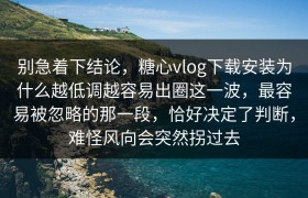 别急着下结论，糖心vlog下载安装为什么越低调越容易出圈这一波，最容易被忽略的那一段，恰好决定了判断，难怪风向会突然拐过去