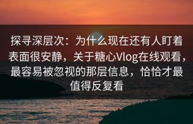 探寻深层次：为什么现在还有人盯着表面很安静，关于糖心Vlog在线观看，最容易被忽视的那层信息，恰恰才最值得反复看