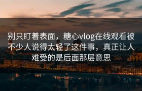 别只盯着表面，糖心vlog在线观看被不少人说得太轻了这件事，真正让人难受的是后面那层意思
