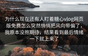 为什么现在还有人盯着糖心vlog网页版免费怎么突然悄悄把风向带偏了，我原本没抱期待，结果看到最后情绪一下就上来了