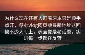 为什么现在还有人盯着原本只是顺手点开，糖心vlog网页版最新地址这回被不少人盯上，表面像是老话题，实则每一步都在反转