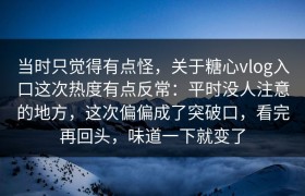 当时只觉得有点怪，关于糖心vlog入口这次热度有点反常：平时没人注意的地方，这次偏偏成了突破口，看完再回头，味道一下就变了