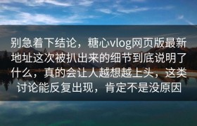 别急着下结论，糖心vlog网页版最新地址这次被扒出来的细节到底说明了什么，真的会让人越想越上头，这类讨论能反复出现，肯定不是没原因