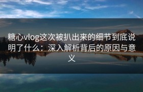 糖心vlog这次被扒出来的细节到底说明了什么：深入解析背后的原因与意义