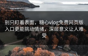 别只盯着表面，糖心vlog免费网页版入口更能挑动情绪，深层意义让人难受