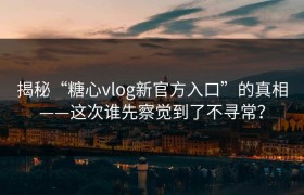 揭秘“糖心vlog新官方入口”的真相——这次谁先察觉到了不寻常？