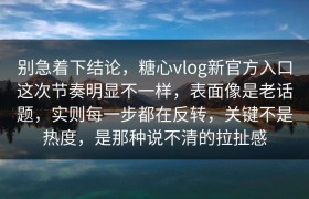 别急着下结论，糖心vlog新官方入口这次节奏明显不一样，表面像是老话题，实则每一步都在反转，关键不是热度，是那种说不清的拉扯感