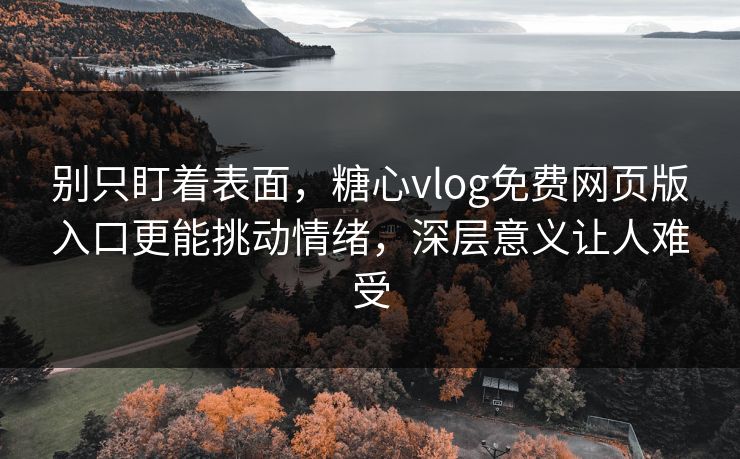 别只盯着表面，糖心vlog免费网页版入口更能挑动情绪，深层意义让人难受