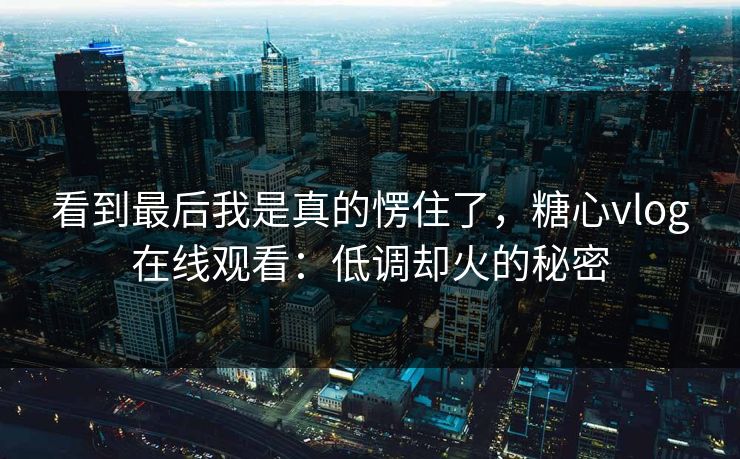 看到最后我是真的愣住了，糖心vlog在线观看：低调却火的秘密