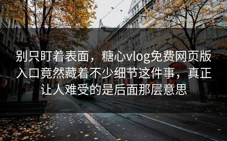 别只盯着表面，糖心vlog免费网页版入口竟然藏着不少细节这件事，真正让人难受的是后面那层意思