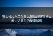 糖心vlog入口为什么越低调越容易出圈，这背后的秘密解密