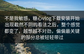 不是我敏感，糖心vlog下载安装开始出现截然不同的看法之后，整个感觉都变了，越想越不对劲，偏偏最关键的部分总被轻轻带过