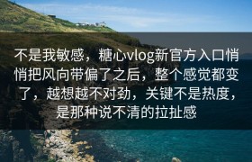 不是我敏感，糖心vlog新官方入口悄悄把风向带偏了之后，整个感觉都变了，越想越不对劲，关键不是热度，是那种说不清的拉扯感