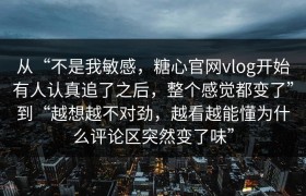 从“不是我敏感，糖心官网vlog开始有人认真追了之后，整个感觉都变了”到“越想越不对劲，越看越能懂为什么评论区突然变了味”