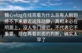糖心vlog在线观看为什么总有人刷到停不下来最近这阵动静，真相未必在明面上，没人专门提它，不代表它不重要，现在再看前面的判断，确实太早了