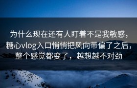 为什么现在还有人盯着不是我敏感，糖心vlog入口悄悄把风向带偏了之后，整个感觉都变了，越想越不对劲