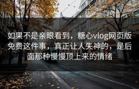 如果不是亲眼看到，糖心vlog网页版免费这件事，真正让人失神的，是后面那种慢慢顶上来的情绪