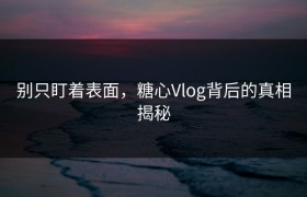 别只盯着表面，糖心Vlog背后的真相揭秘