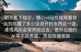 别急着下结论，糖心vlog在线观看背后到底藏了多少没说开的东西这一波，难怪风向会突然拐过去，意外出圈的从来不是表面，而是隐藏那层