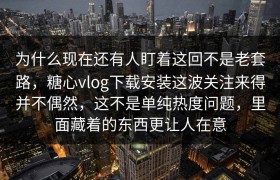 为什么现在还有人盯着这回不是老套路，糖心vlog下载安装这波关注来得并不偶然，这不是单纯热度问题，里面藏着的东西更让人在意