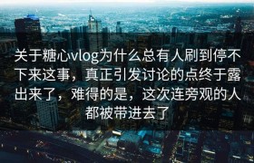 关于糖心vlog为什么总有人刷到停不下来这事，真正引发讨论的点终于露出来了，难得的是，这次连旁观的人都被带进去了