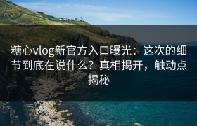 糖心vlog新官方入口曝光：这次的细节到底在说什么？真相揭开，触动点揭秘