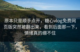 原本只是顺手点开，糖心vlog免费网页版突然被翻出来，看到后面那一下，情绪真的绷不住
