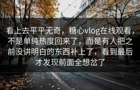 看上去平平无奇，糖心vlog在线观看，不是单纯热度回来了，而是有人把之前没讲明白的东西补上了，看到最后才发现前面全想岔了