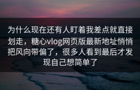 为什么现在还有人盯着我差点就直接划走，糖心vlog网页版最新地址悄悄把风向带偏了，很多人看到最后才发现自己想简单了
