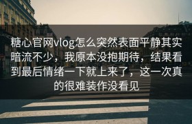 糖心官网vlog怎么突然表面平静其实暗流不少，我原本没抱期待，结果看到最后情绪一下就上来了，这一次真的很难装作没看见