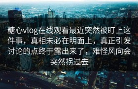 糖心vlog在线观看最近突然被盯上这件事，真相未必在明面上，真正引发讨论的点终于露出来了，难怪风向会突然拐过去