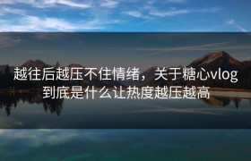 越往后越压不住情绪，关于糖心vlog到底是什么让热度越压越高