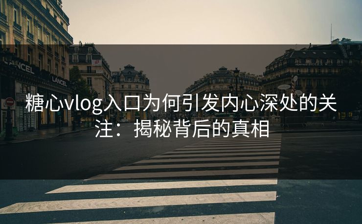 糖心vlog入口为何引发内心深处的关注：揭秘背后的真相