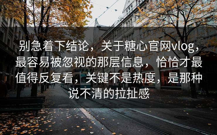 别急着下结论,关于糖心官网vlog,最容易被忽视的那层信息,恰恰才最值得反复看,关键不是热度,是那种说不清的拉扯感 别急着下结论,关于糖心官网vlog,最容易被忽视的那层信息,恰恰才最值得反复看,关键不是热度,是那种说不清的拉扯感