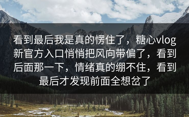 看到最后我是真的愣住了，糖心vlog新官方入口悄悄把风向带偏了，看到后面那一下，情绪真的绷不住，看到最后才发现前面全想岔了
