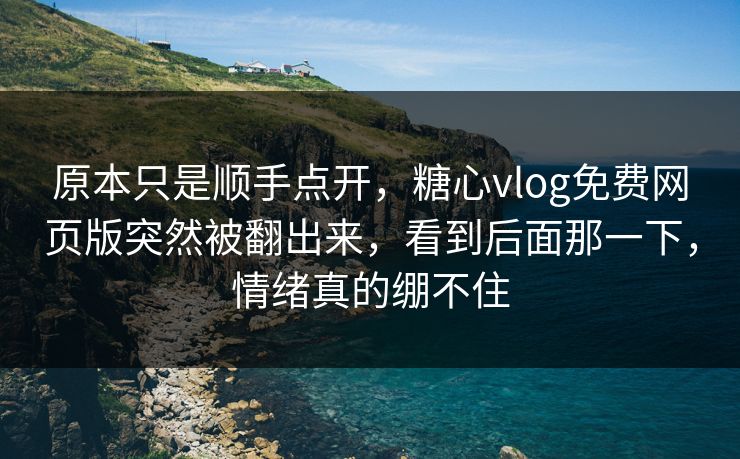 原本只是顺手点开，糖心vlog免费网页版突然被翻出来，看到后面那一下，情绪真的绷不住