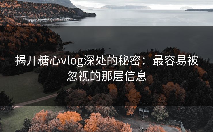揭开糖心vlog深处的秘密：最容易被忽视的那层信息