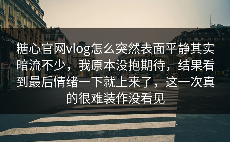 糖心官网vlog怎么突然表面平静其实暗流不少，我原本没抱期待，结果看到最后情绪一下就上来了，这一次真的很难装作没看见