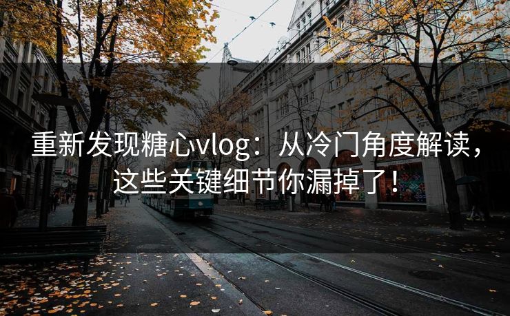 重新发现糖心vlog：从冷门角度解读，这些关键细节你漏掉了！