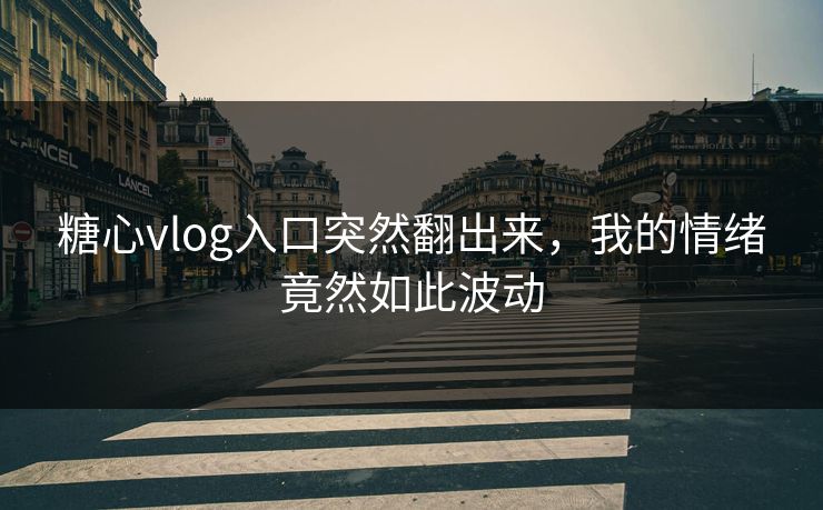糖心vlog入口突然翻出来,我的情绪竟然如此波动 糖心vlog入口突然翻出来,我的情绪竟然如此波动